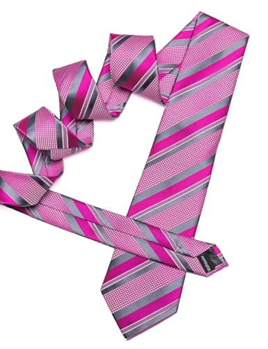 Image of Barry.Wang Mens Tie Set Plaid Check Neckties Formal Business Wedding Luxury Pocket Square Cufflinks
