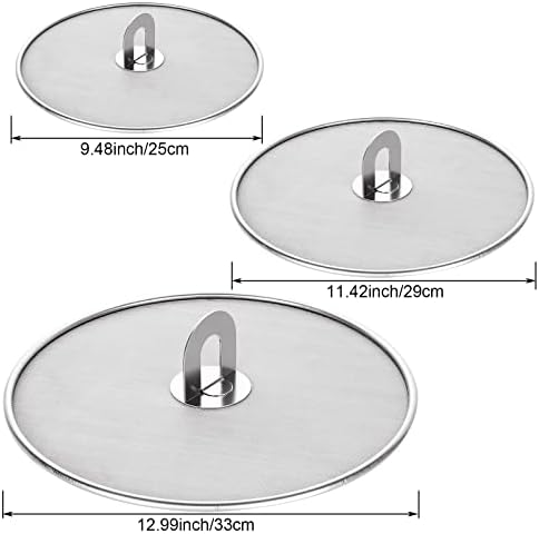MIVIDE 3PCS 33cm/ 29cm/ 25cm Mesh Splatter Screens for Frying Pan, Stainless Steel Oil Splatter Guard, Frying Pan Splatter Guard, Splatter Guard for Cooking