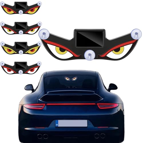 Solar Demon Eye LED Car Window Light, Devil Eyes Lights Dynamic Windshield Ambient Lamp, Wireless No Drill Solar and USB Powered Devil Eyes Warning Lights for Cars Windshield Rear Window (#B)