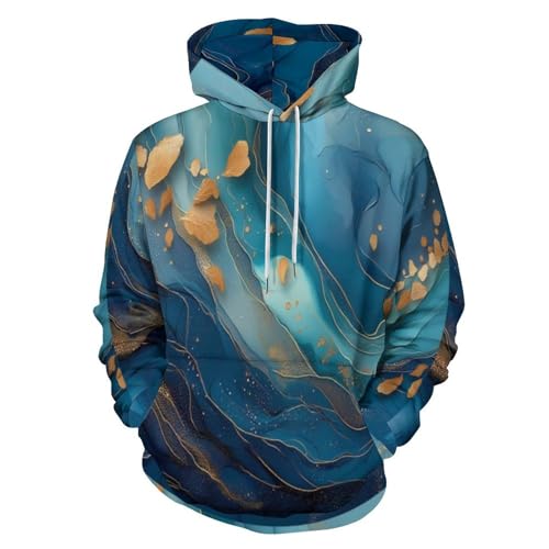 Sweat à capuche marbre bleu 3D streetwear imprimé pour homme et femme de S à 6XL