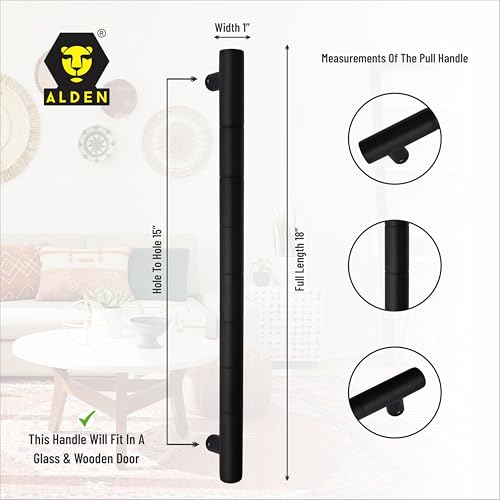 Image of ALDEN 18 inch Main Door Handle /Handle for Glass and Wooden Door /Pull and Push Stainless Steel Door Handle (Black Matt Finish) (Pack of 1)