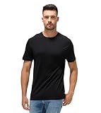 Men's Premium Merino Wool T-Shirt - 17.5 Micron Itch-Free, Anti-Odor Quick-Dry, 4-Season Hiking & Gym Shirt (Regular Fit) Black