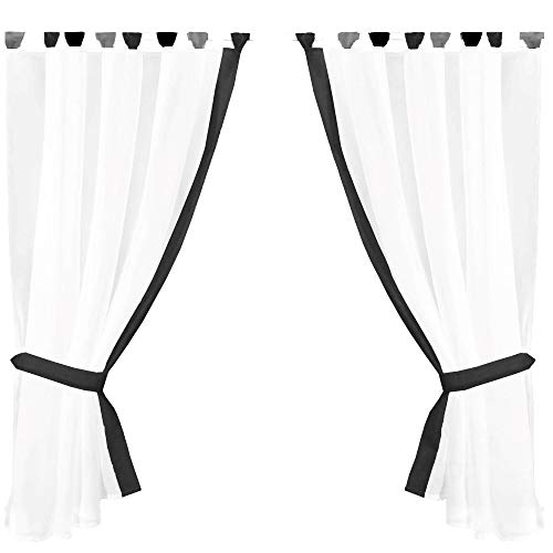Arsvita Gardinenset Skyline Schlaufenschal im Landhausstil Küchengardine Raffband, klassisch und modern in vielen Ausführungen erhältlich (dunkelgrau - anthrazit / 140 x 120cm)