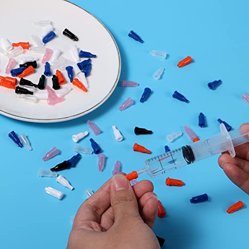 300 Stück Spritzenspitzenkappen für Luer-Lock, Spritzen Kappen mit Aufbewahrungsbox syringe cap für Spritzengleitspitze (6 Farben)