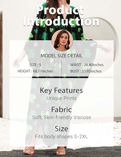 Image of MAKABO Kaftan Dresses for Women, V Neck Moo Moos Colorful Print Cover Ups Caftan Beach Dresses for Swimwear