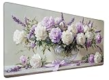 Tappetino Mouse Fiore Tappetino Mouse XXL 800x400x3mm Mousepad, Bianco Sottomano Scrivania con Base in Gomma Antiscivolo, Scorrimento Facile, Impermeabile Mouse Pad per PC, Ufficio, Lavoro, Model 652
