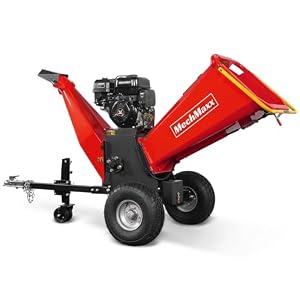 MechMaxx 6 inch ZONSEN 420cc 15hp Electric Start Gas Powered Wood Chipper Shredder Mulcher with Towbar, 6″ Max Chipping Diameter Capacity,with Emergency Stop Button&Stop Bar,Model P4206 Red