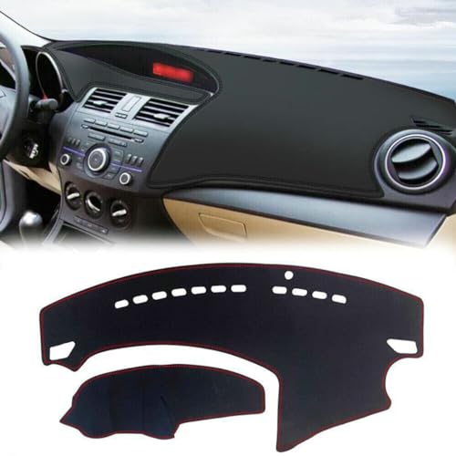 Dashboard Cover Leather Dash Cover Mat Pad Center Console Protector Sun Dash Mat for Mazda 3 2010 2011 2012 2013 Black
