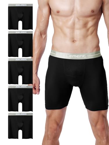 AORGSVI Men's Underwear Boxer Briefs 5-Pack, Modal Breathable Underwear, Moisture-Wicking, Regular Leg