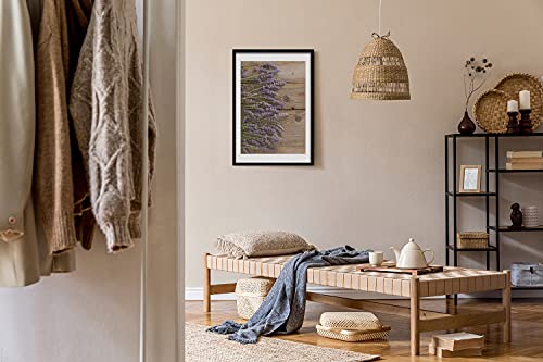 Cadre MDF 50x70 cm Tulup avec tableau lavande sur le bois pour décoration affiche