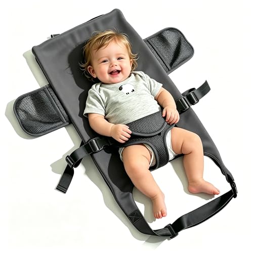 VANDOULUM Toddler Airplane Bed, 1-12 Months Old Toddler Travel Essentials for Flying, Airplane Seat Extender, Plane Portable High Chair Harness Seat for Little, Grey