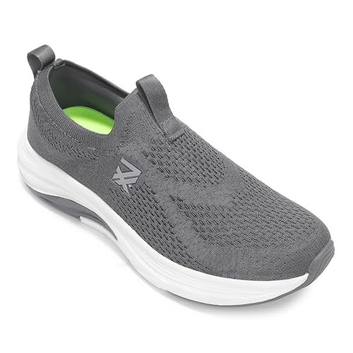 Image of Liberty LEAP7X ULTRASTEPE Walking Shoes for Men - Black & Dark Grey Slip-On Sneakers | Memory Foam Cushioned Insole, Lightweight Knit-Mesh Shoes for Daily Walking, Commute, College & Casual Wear