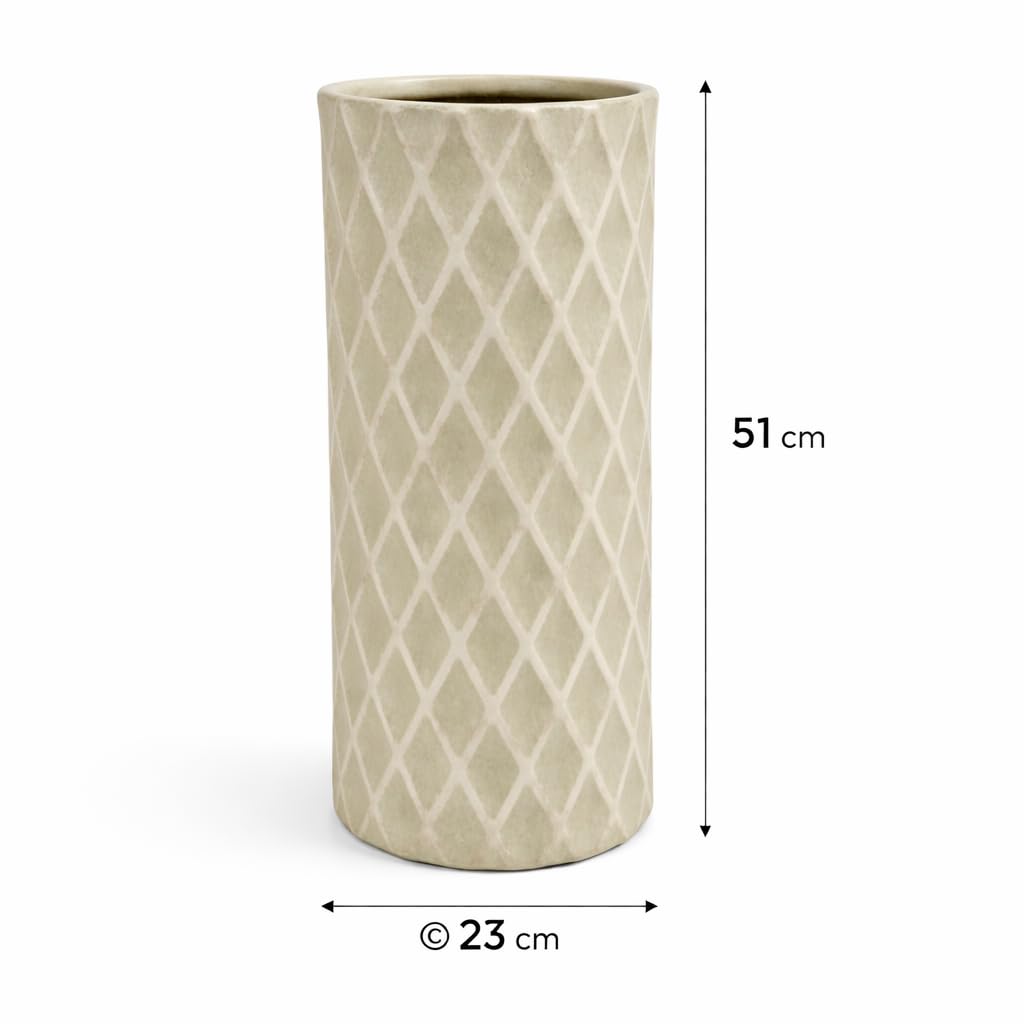 PORTAOMBRELLI CERAMICA LAVORATO PANNA 23X51 CM ACCESSORI ARREDO CASA INGRESSO