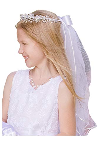 Swea Pea & Lili 1st Communion Veils for Girls - Velos para Primera Comunion - White Veil for Kids - Holy First Communion Veil for Girls 7-16
