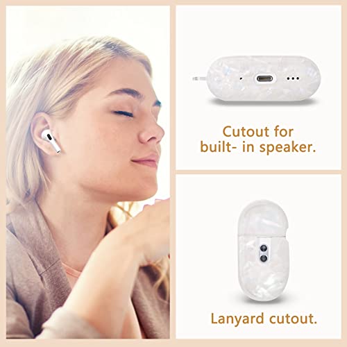Cute Airpod Pro 2 Case With Shell Pearl Keychain Bling Marble Design Hard Tpu Cover Compatible With Airpods Pro 2Nd Generation 2022 Case For Women And Girls #TOP1