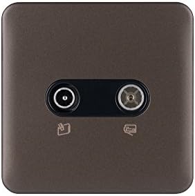 Schneider Electric Lisse Screwless Deco - Single TV/FM Aerial Socket, 240V, GGBL7010WSS, Stainless Steel with White Insert