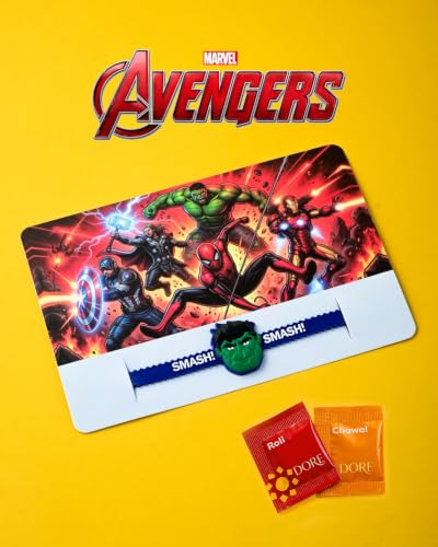 Image of HyperFoods Rakhi With Chocolates Gift Pack Hulk Kids Rakhi Gift Hamper for Brother Rakhi For Kids Rakhis Combo with Wafer Rolls Chocolate Gifts Pack