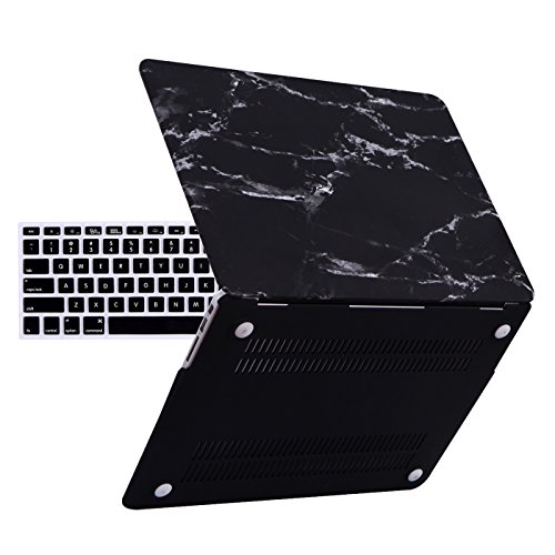 HDE MacBook Air 13 inch Case - Hard Shell Cover Keyboard Skin Fits Previous Generations A1466 A1369 (2008-2017) - Black and White