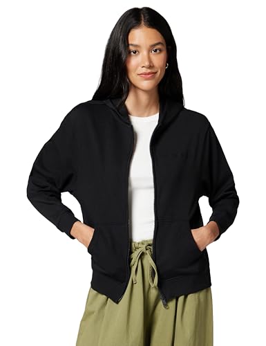 Tommy Hilfiger Damen Hoodie mit Reißverschluss Full Zip mit Kapuze Schwarz (Black) XS
