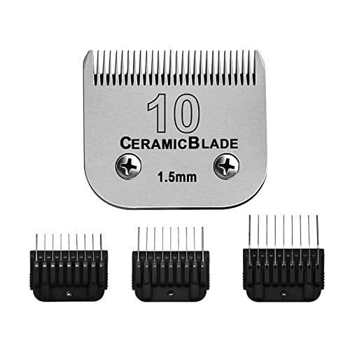 10# Detachable Pet Dog Grooming Clipper Blades,Compatible With Andis,Oster A5,Wahl Km Series Pet Clipper With Heat Proof Animal Stainless Steel Attachment Guide Comb(Size 1/8" 1/4" 3/8") #TOP5