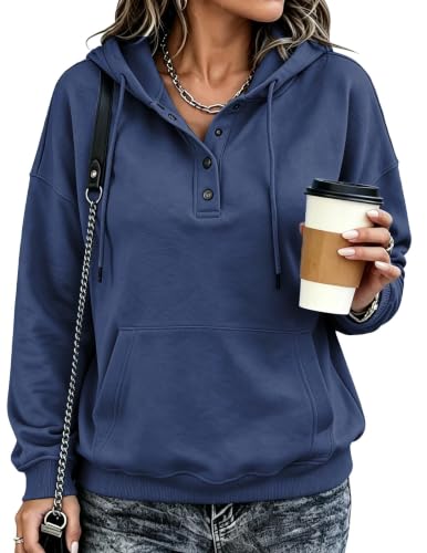 Image of GOLDPKF Women's Hoodies Oversized Fleece Sweatshirt Women Warm pullover Jumpers Fall Winter Navy Blue Size XL