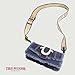 True Religion Women's Shoulder Bag Purse, Frayed Denim Mini Flap Crossbody Handbag with Horseshoe Logo, Denim