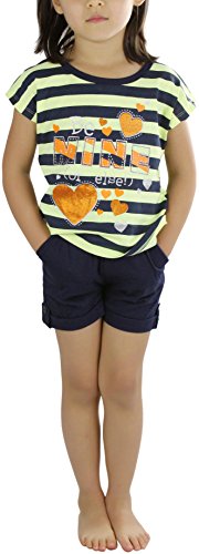 Image of ToBeInStyle Girl's Two Piece Summer Set Cute Tee Top and Matching Shorts Adorable Outfit