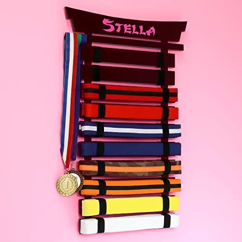 Dibsies Personalized Martial Arts 10-Belt Holder - Carved From Real Wood (Espresso) #TOP4