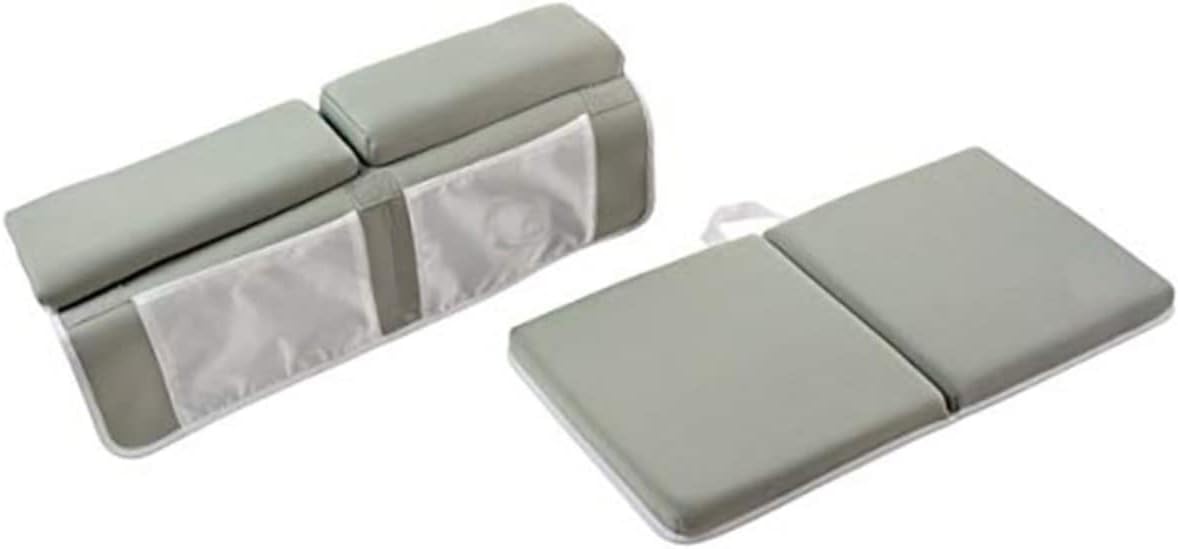 PRETYZOOM Bathtub Safety Kneeler Non-Slip Mat for Baby Shower Storage Pockets Sturdy Suction Cups Grey