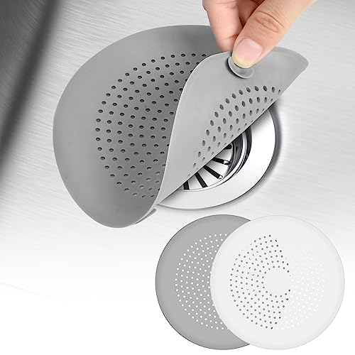 Flintronic 2 Stück Abflusssieb Silikon, Spülbecken Sieb, Haarsieb Dusche, Waschbecken Sieb Abfluss Spüle, Abfluss-Sieb Sink Strainer für Küche, Badewanne, Badezimmer, Dusche