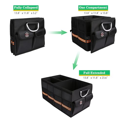 Image of Trunk Organizer, LIBZAKI Cargo Organizer, Premium Multi Compartments Collapsible Portable Trunk Storage for auto, SUV, Truck, Minivan -Black