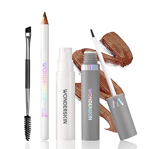Wonderskin Wonder Blading Perfect Brow Tint Kit. Includes a Long-Lasting, Waterproof Brow Masque and Touch-Up Pomade Pencil. Alcohol-Free Microblading Alternative with Natural-Looking Results. Brunette