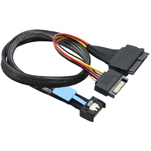 Cable Gen5 MCIO Slimline SFF-8654 0.5M con SATA 15P miniatura 3