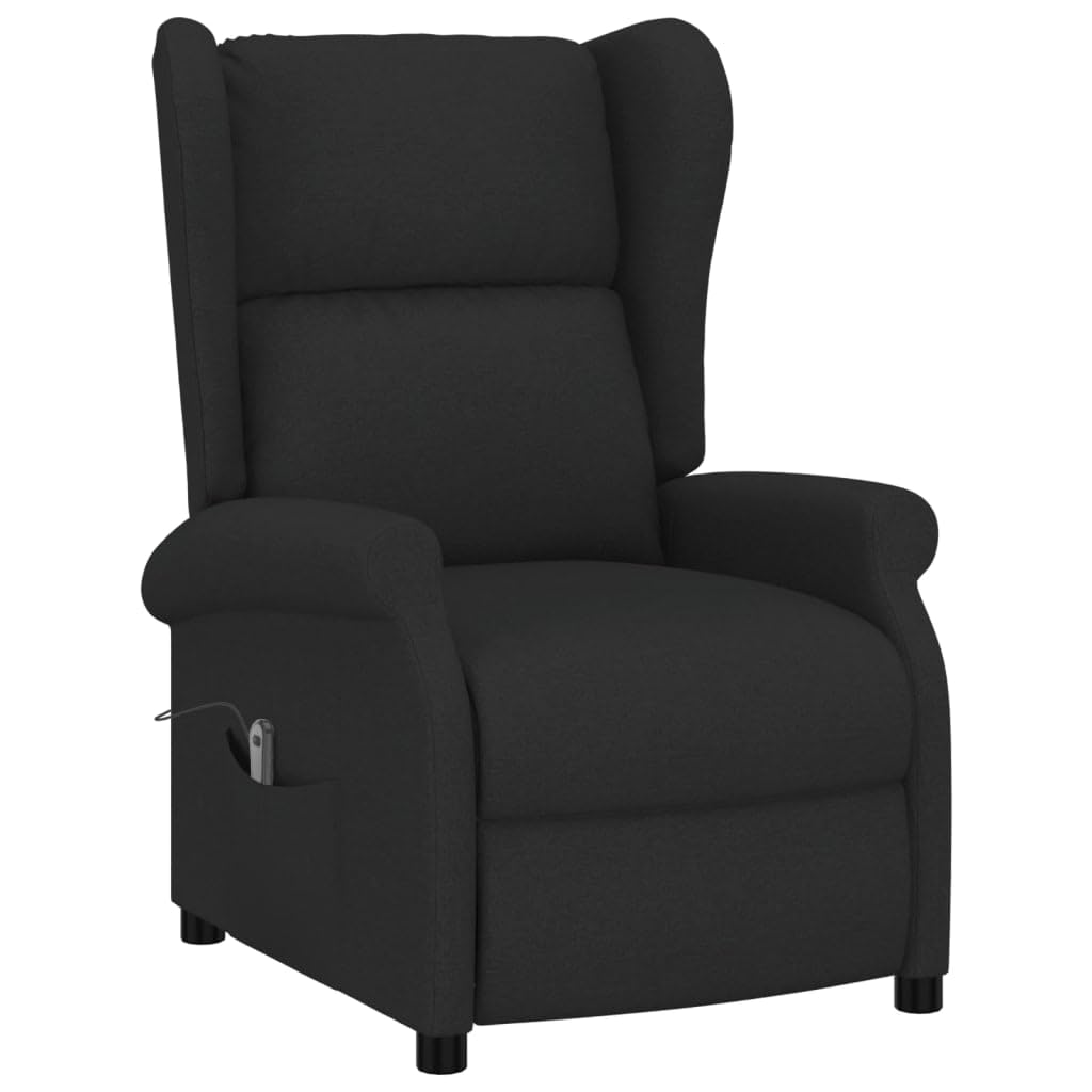 Sillón orejero reclinable eléctrico Tela Negro Negro,3098321