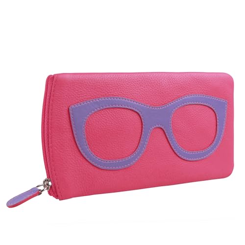 Étui à lunettes en cuir ILI 6462 rose vif protège vos montures