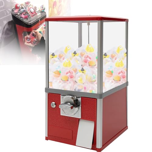 ZHIXUMM MáQuina Expendedora De Chicles De Burbujas para CáPsulas De Chicles, Dulces O Nueces De 1,26 Pulgadas, MáQuina Dispensadora De Chicles Independiente para NiñOs,Red