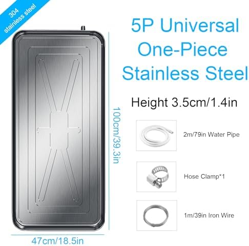 Stainless Steel Drip Pan for Portable Air Conditioners, Outdoor Split Unit Condensate Drain Tray (39.3" x 18.5" x 1.2"), Durable Metal Drip Tray, Essential AC Accessory