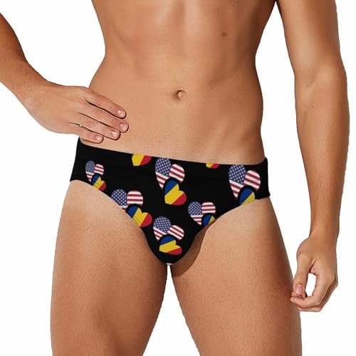 Romania U.S. Flag Mens Swim Briefs Bikini Sexy Low Rise Trunks Swimsuit Bathing Suit Beach - Main Image