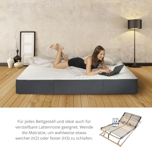 liebling XXXL 7-Zonen Kaltschaummatratze Mammut 30 cm Höhe mit Duo Härtegrad H2 / H3 90 x 200 cm, anthrazit