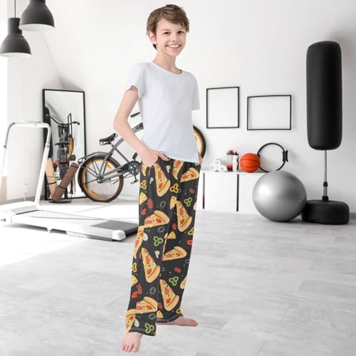 Boy's Pants Pizza Doodle Jogger Pants Elastic Waist Long Bottoms Trousers with Pockets 6-14 Years 6