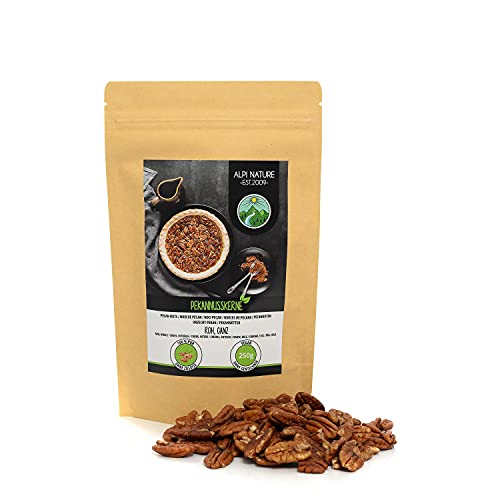 Nueces pecanas (250g), granos de nuez crudos, mitades de nueces sin sal y naturales, nueces de cultivo controlado