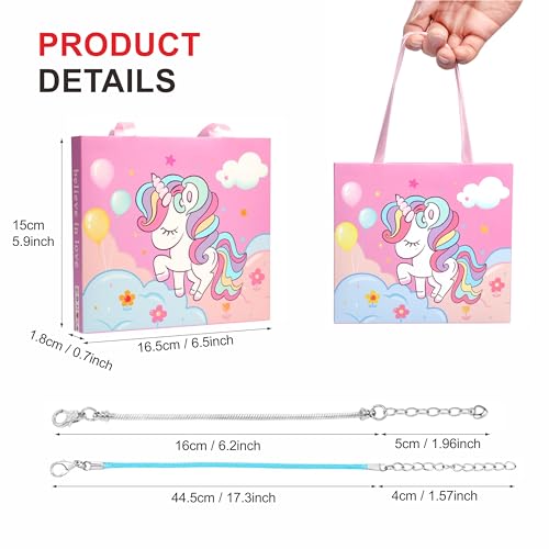 Unicorn Gifts for Girls Charm Bracelet Making Kit for Girls Jewellery Making Kit Girl Toys Christmas Stocking Fillers Kids Craft Set Birthday Presents Gifts for 5 6 7 8 9 10 Year Old Girl Pink - Image 3
