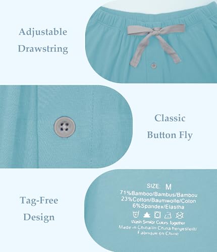 Image of CF Mens Pajama Shorts Bamboo Rayon & Cotton Sleep Shorts Lightweight Pants | Mens sleep shorts,Lightweight lounge pants,Bamboo rayon & cotton pajama shorts men,Soft pj bottoms with pockets 2 or 3 Pack