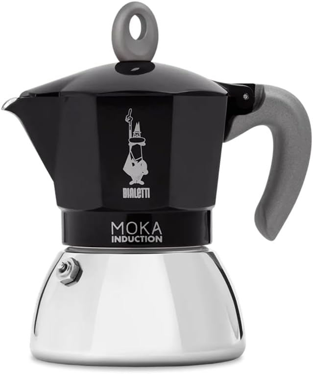 New Moka Induction Induction Coffee Maker, 2 Cups, 90 milliliters, Aluminium, Black