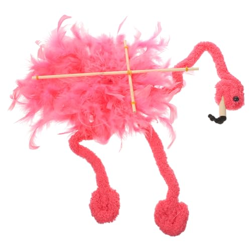 DIKACA Muñeco Flamenco de Hilo de Peluche Juguete Panda títeres de Marionetas para espectáculo Avestruz Animales marioneta títere Suministros para espectáculos de Marionetas bambú Rosa
