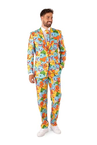 OppoSuits Anzug für Herren - Pokémon Nintendo Switch Spielkostüm - schmale Passform - Mehrfarbig - Inklusive Blazer Hose und Krawatte