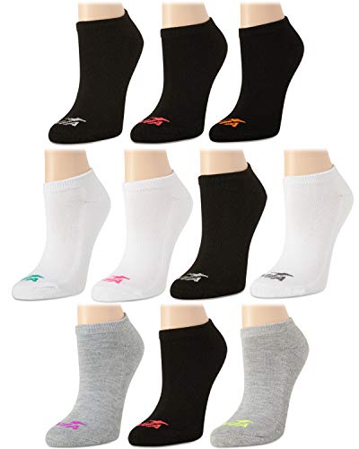 Avia Women''s No-Show Athletic Low Cut Socks (10 Pack), Size 4-10, WhiteGreyBlack