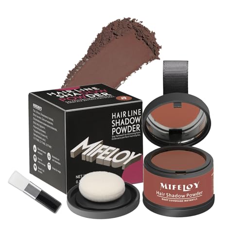 Root Touch Up Powder, Instantly Gray Hair Cover Up, Women Color Root Coverage Shadow Powder for Thinning Grey Hairline, Men Roots Concealer for Hair Loss Beard Line Eyebrow, Auburn