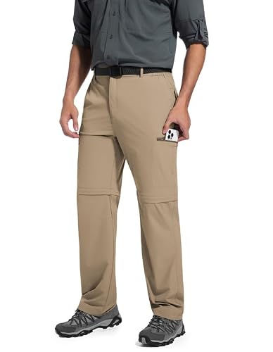 Men's Hiking Pants Detachable Zip Off Lightweight Waterproof Quick Dry Outdoor Fishing Travel Camping Light Khaki XXXL — view 4