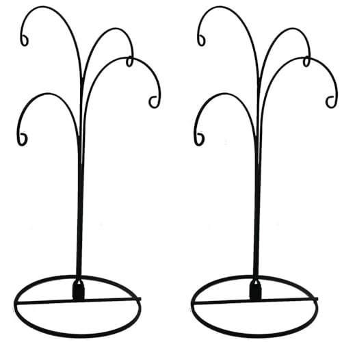 HOHIYA Ornament Display Stand Holder Christmas Hanger Hook Dog Cat Glass Ball Bauble 4 Arms 12inch Black 2 Pcs